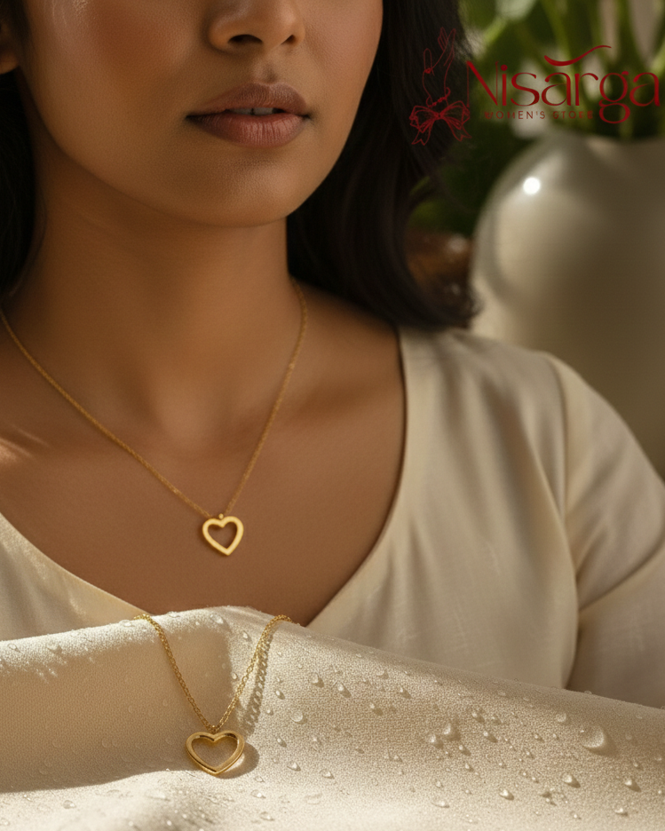 Gold-Plated Chain Necklace with Heart Pendant